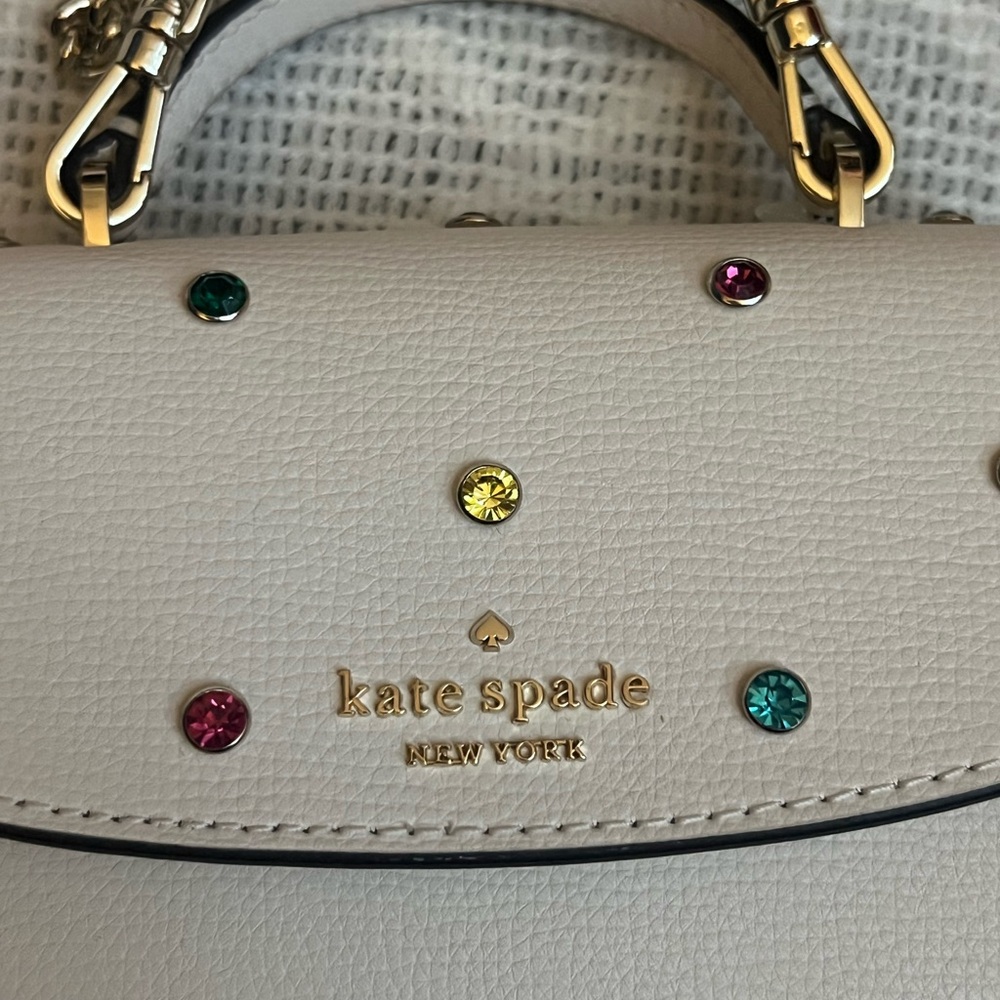 Kate Spade Darcy Micro Satchel Studded Festive Cream with Multicolor Accents - Picture 4 of 11